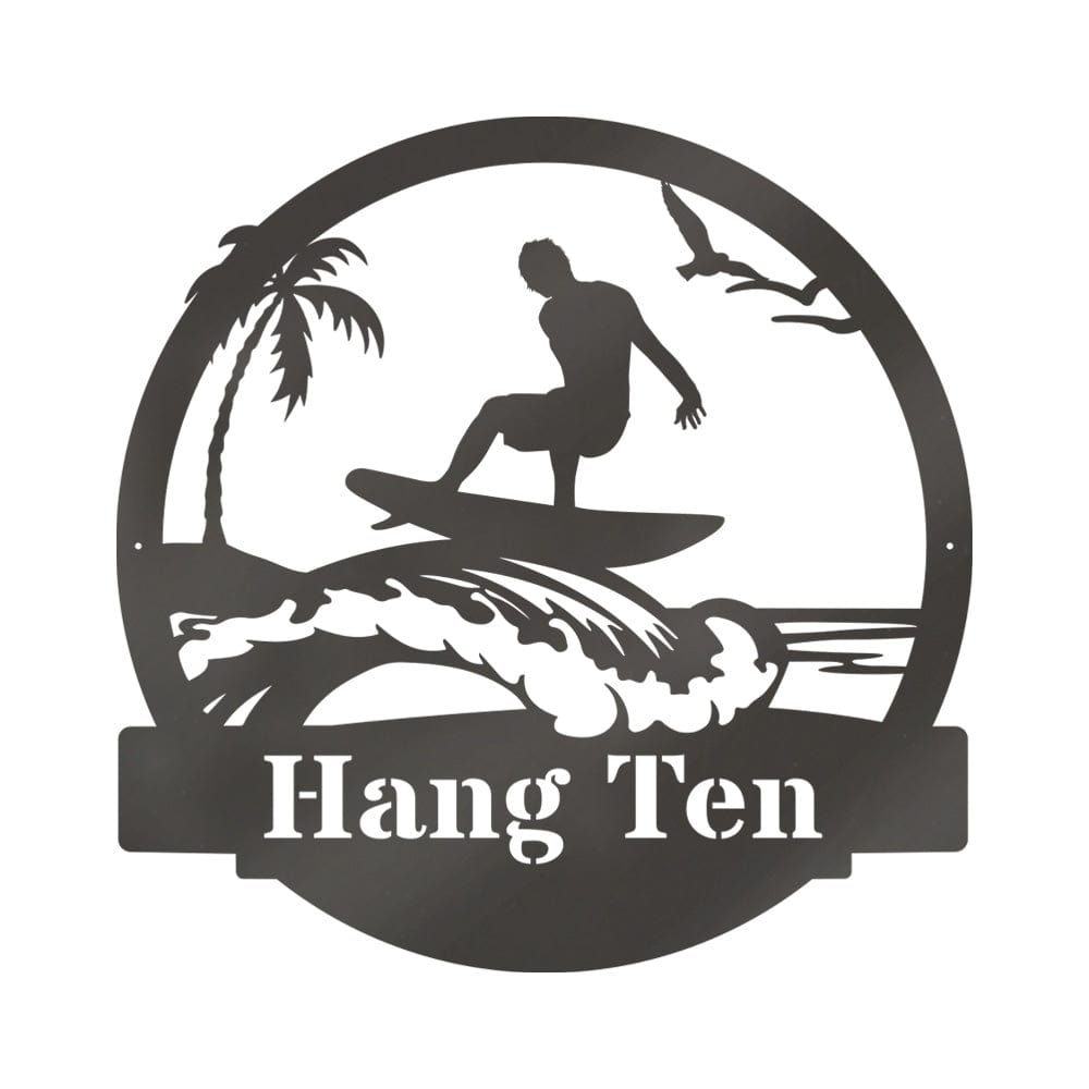 Surfer Guy Monogram Metal Sign