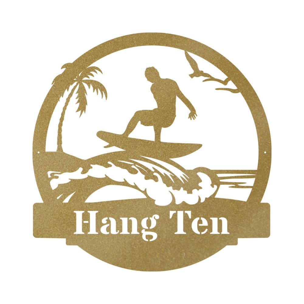 Surfer Guy Monogram Metal Sign