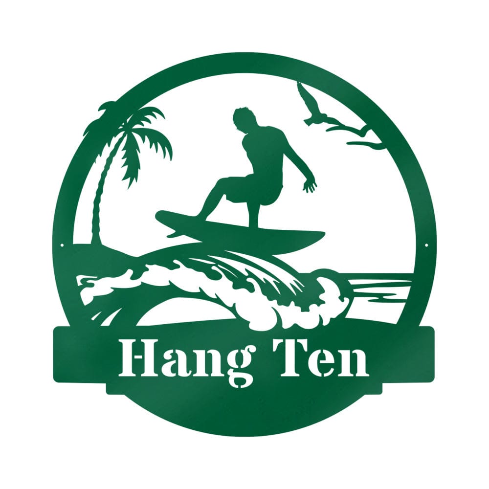 Surfer Guy Monogram Metal Sign