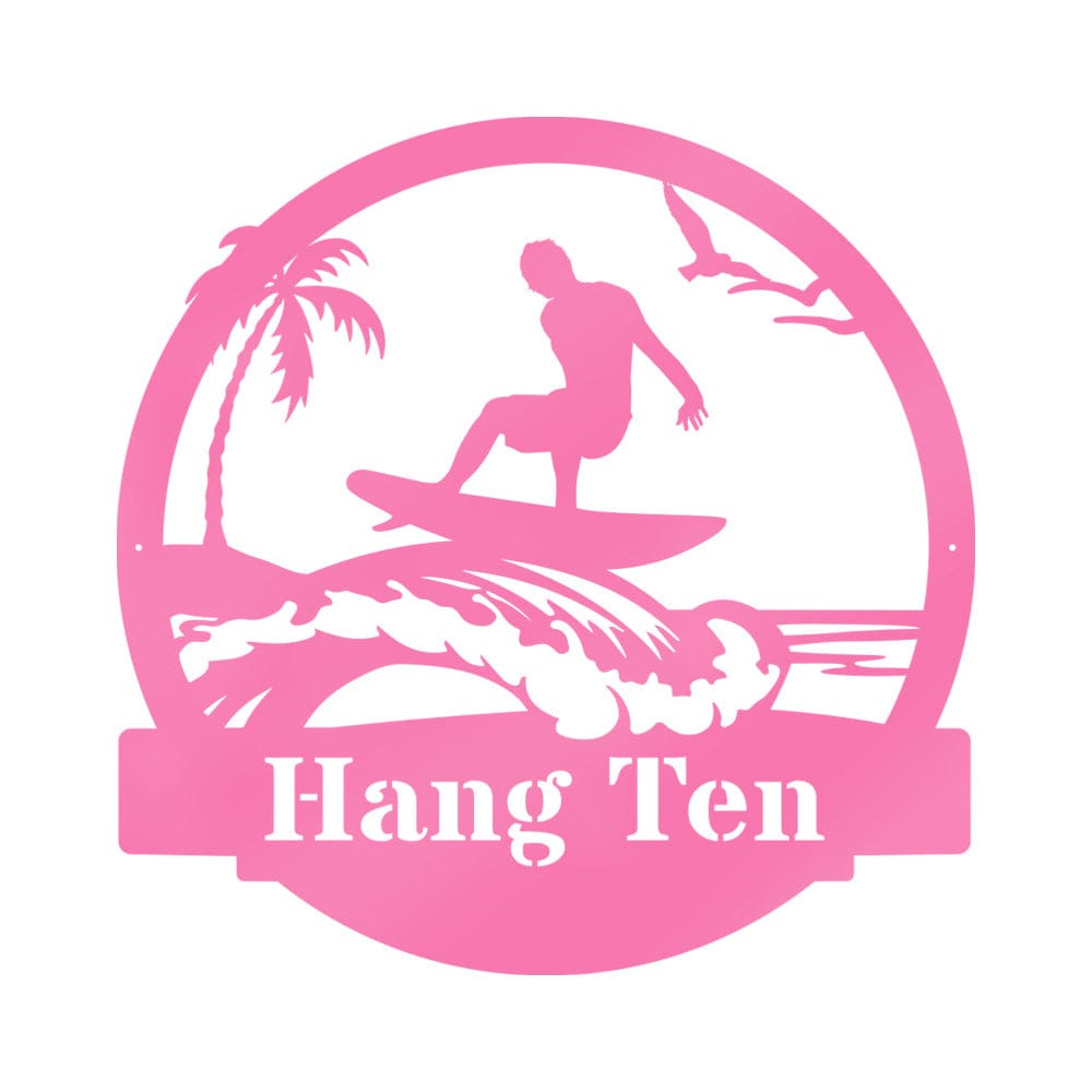 Surfer Guy Monogram Metal Sign