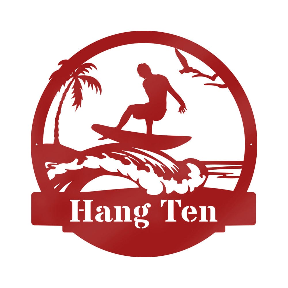 Surfer Guy Monogram Metal Sign