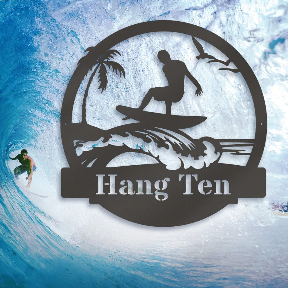 Surfer Guy Monogram Metal Sign