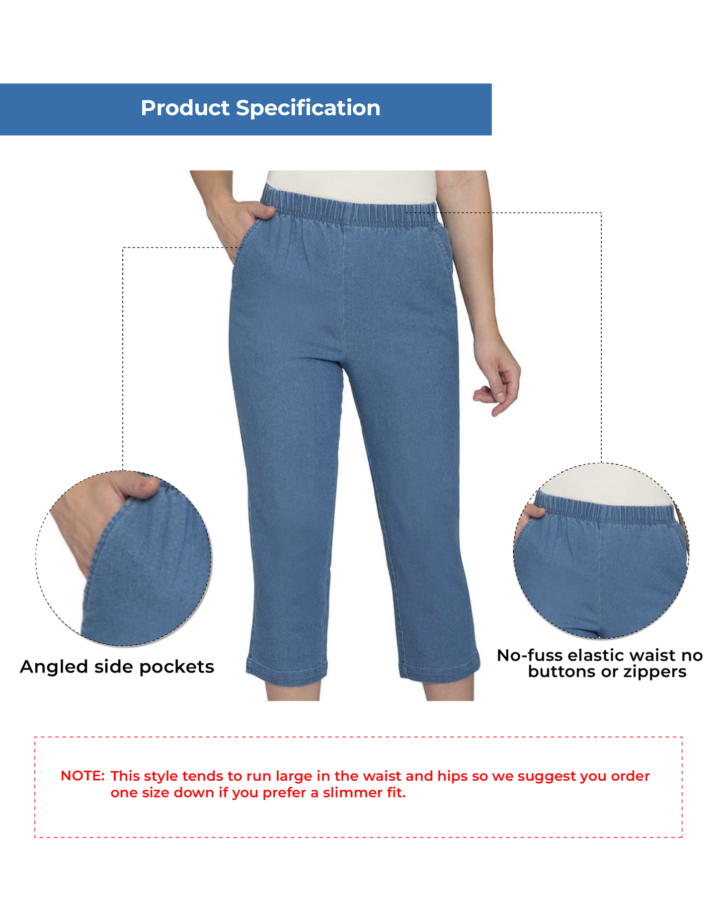 Women’s Lightweight Stretch Denim Capri Pants – Comfortable Everyday Fit