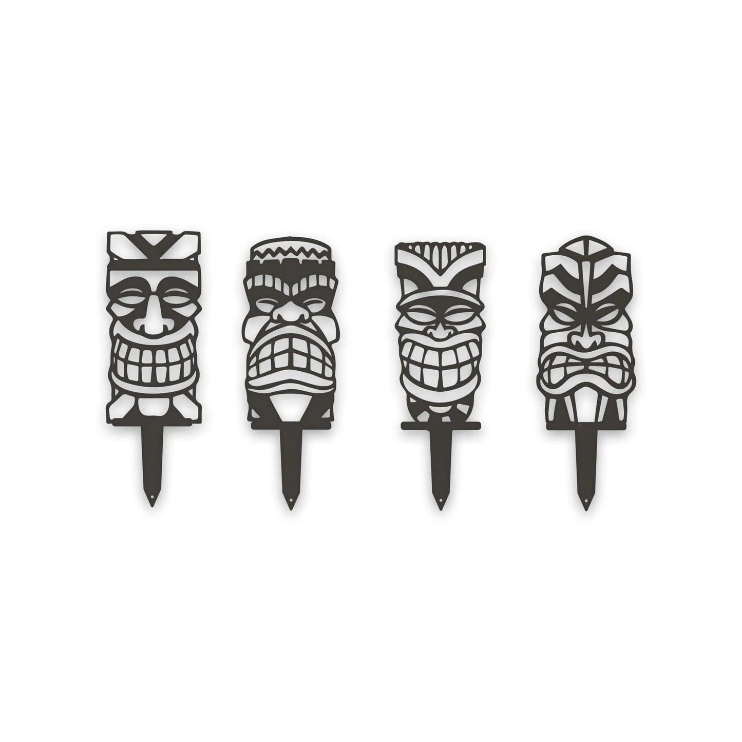Tiki Yard or Garden Stake Set - 4 Metal Yard Signs