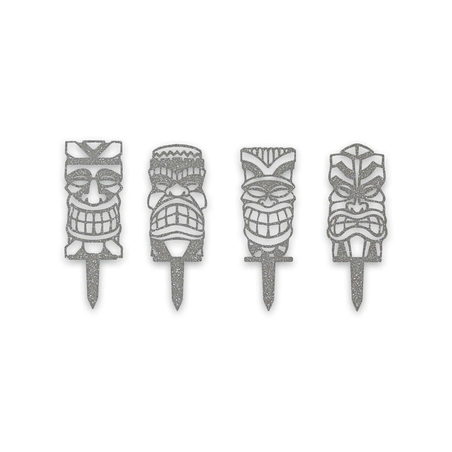 Tiki Yard or Garden Stake Set - 4 Metal Yard Signs
