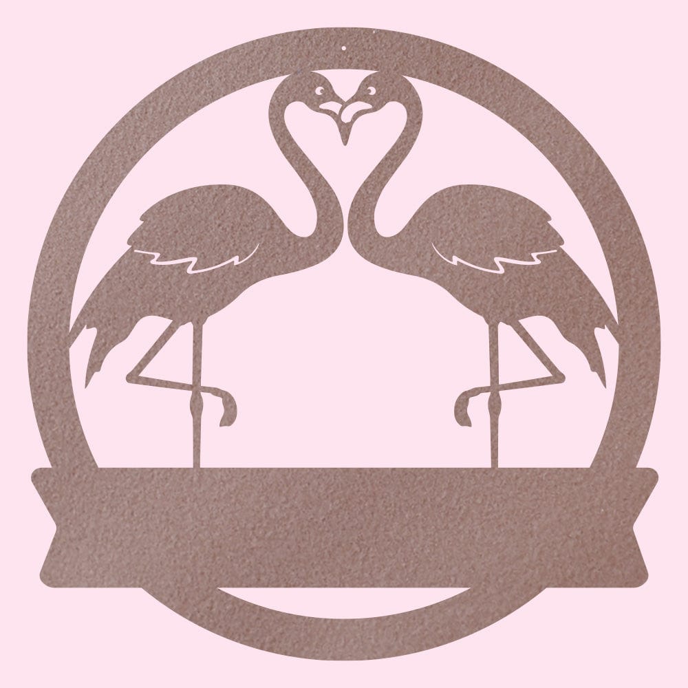 Two Flamingos Monogram Metal Sign