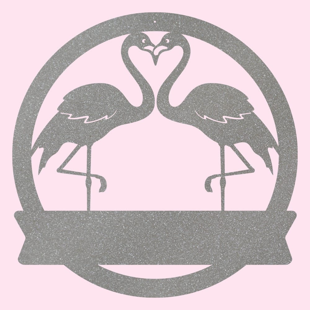 Two Flamingos Monogram Metal Sign
