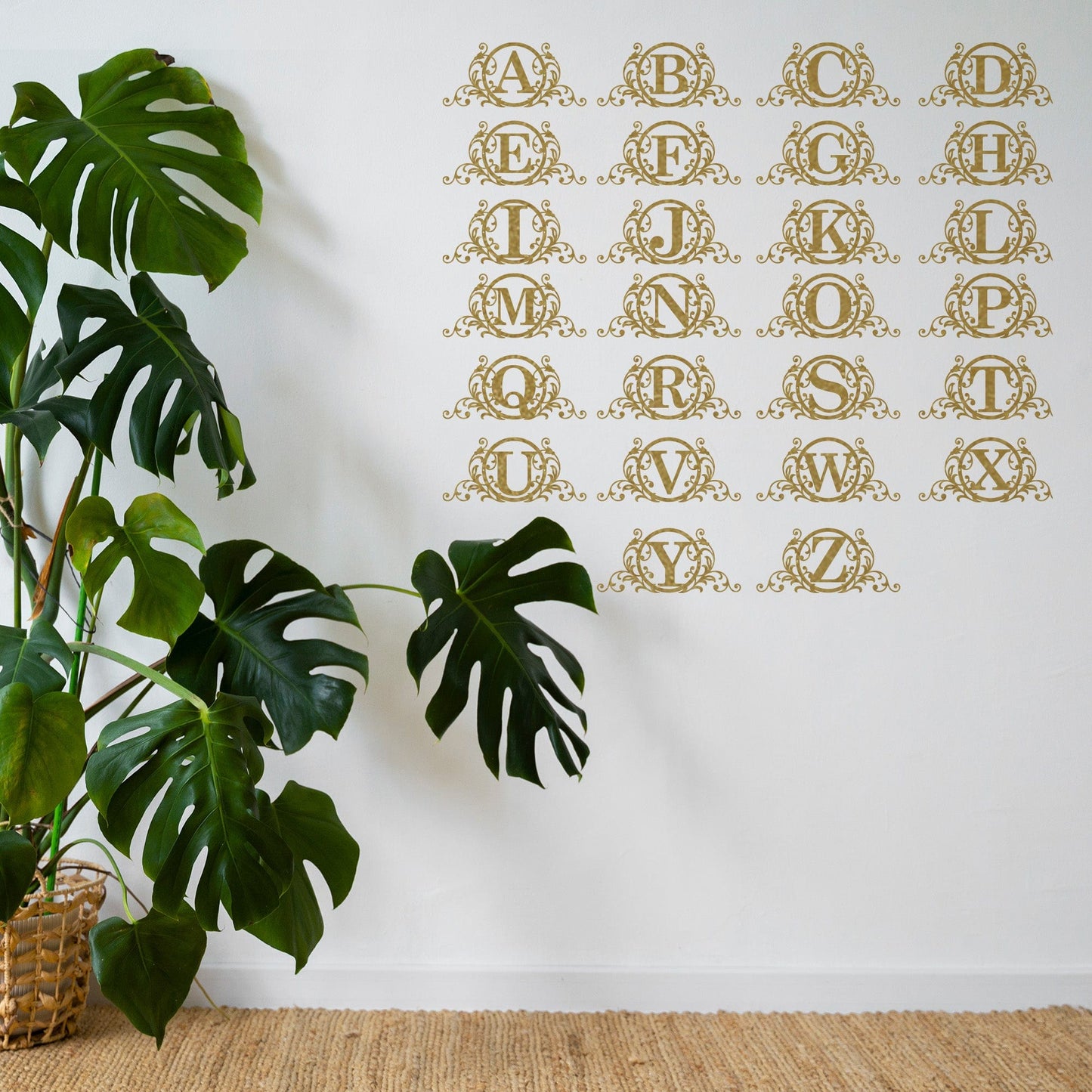 Vine and Circle Metal Monogram Sign