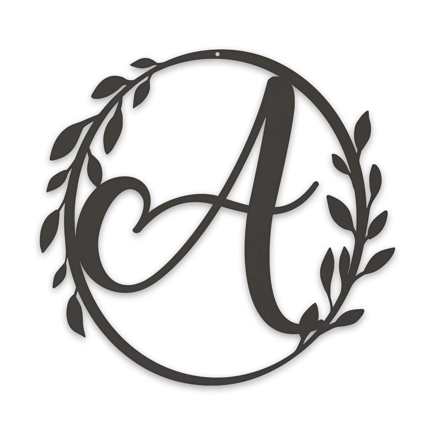 Wreath Monogram Sign - Custom Metal Wall Sign for Front Porch Decor