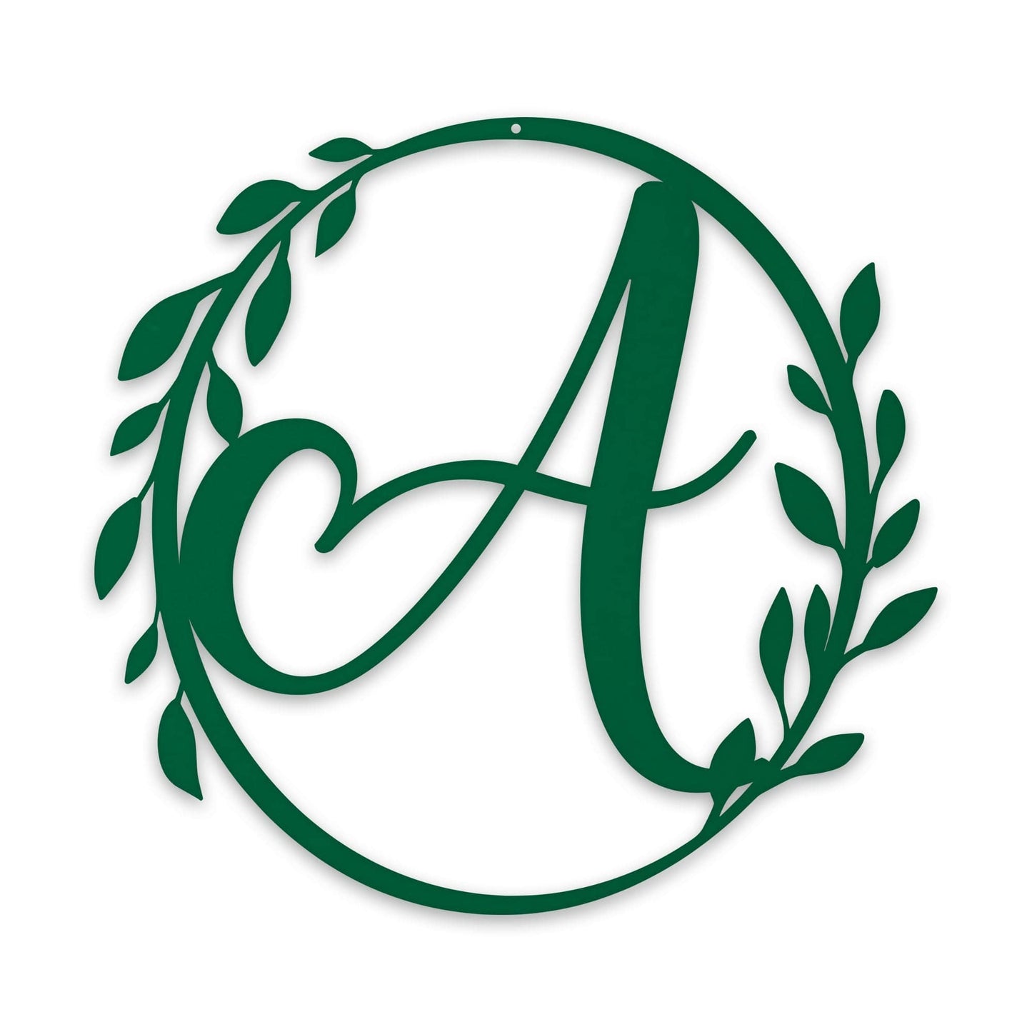 Wreath Monogram Sign - Custom Metal Wall Sign for Front Porch Decor